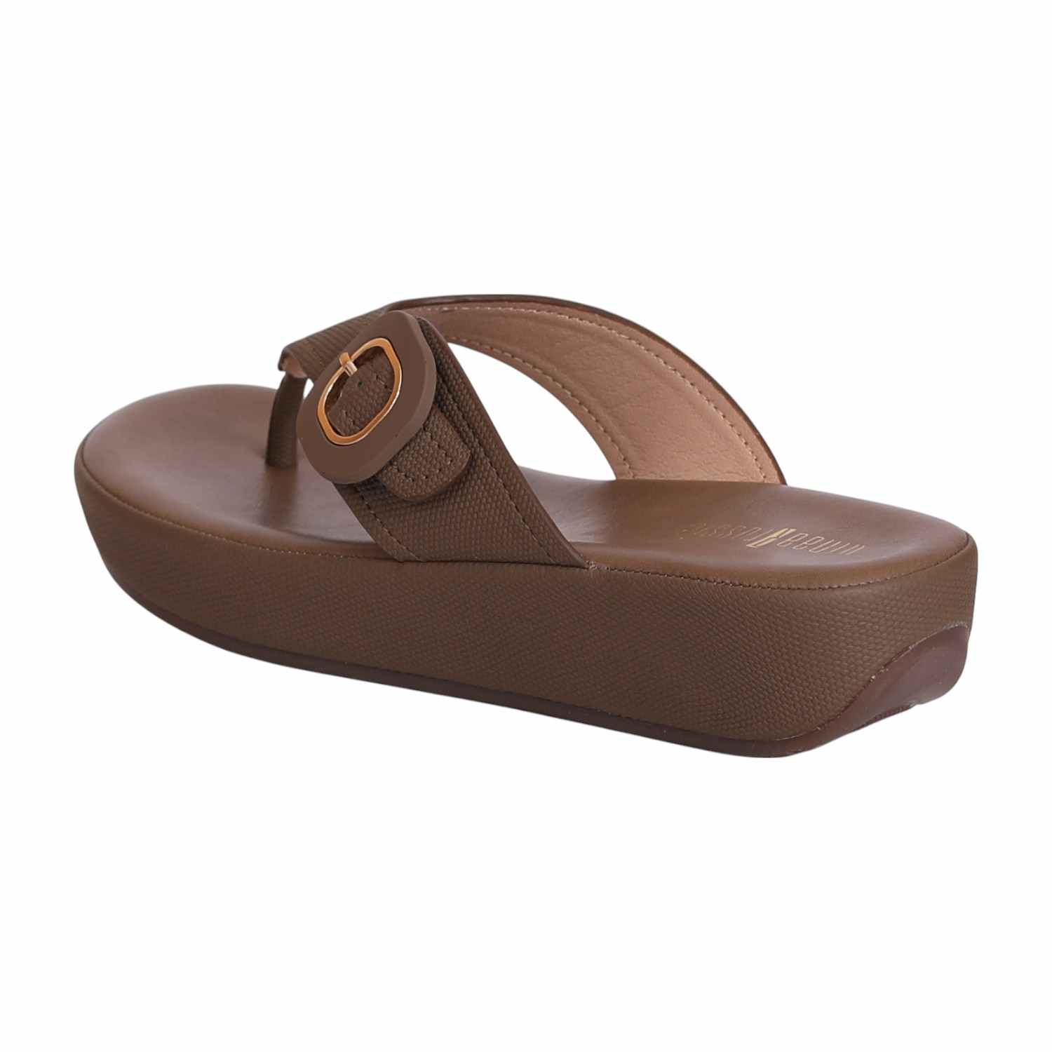 Women’s Tan Buckle Detail Wedge Sandals