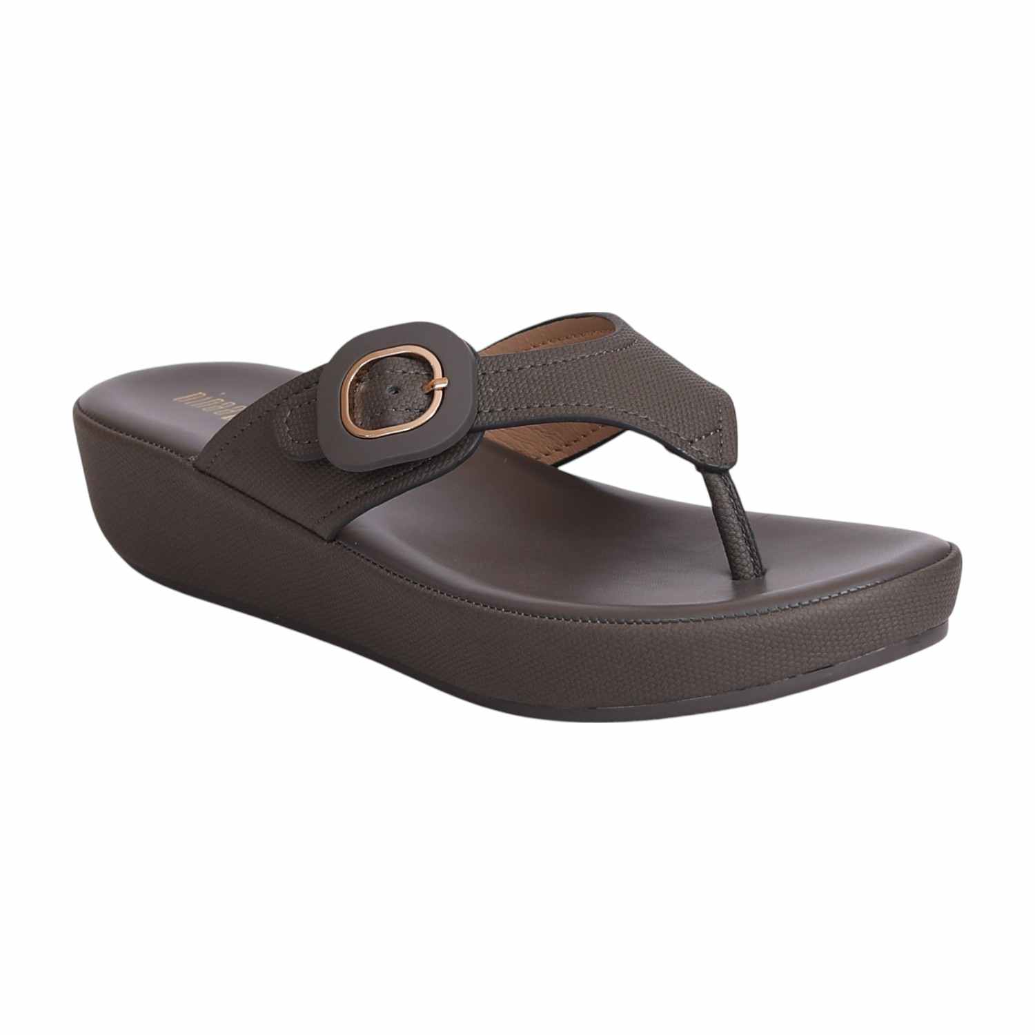 Women’s Brown Buckle Detail Wedge Sandals