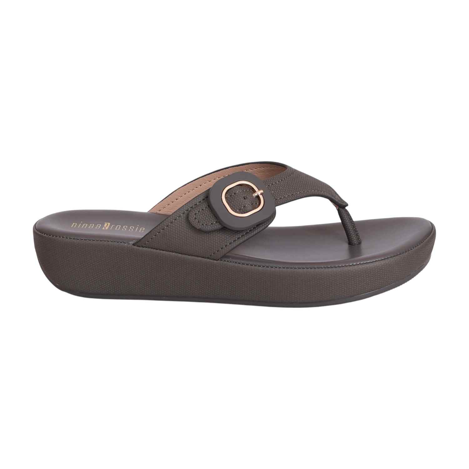 Women’s Brown Buckle Detail Wedge Sandals