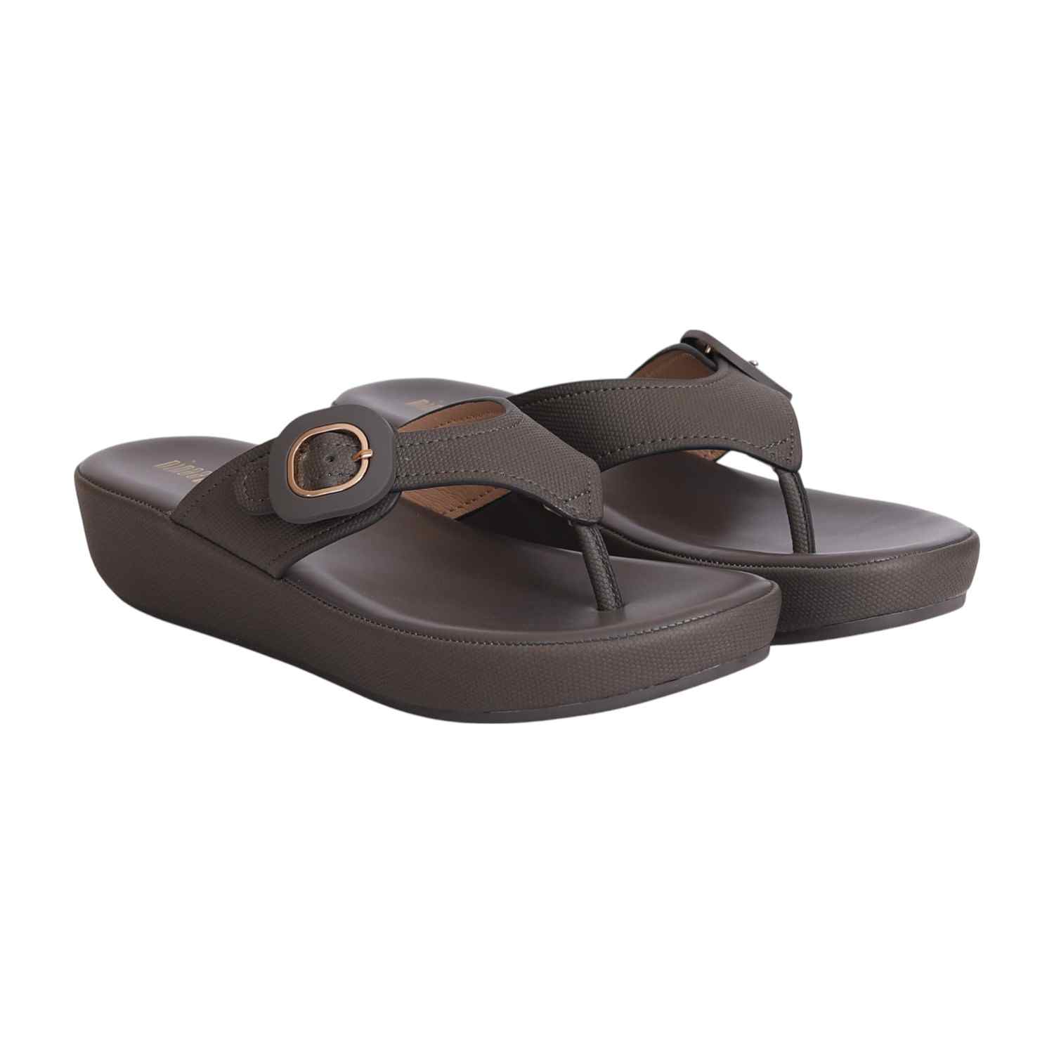 Women’s Brown Buckle Detail Wedge Sandals