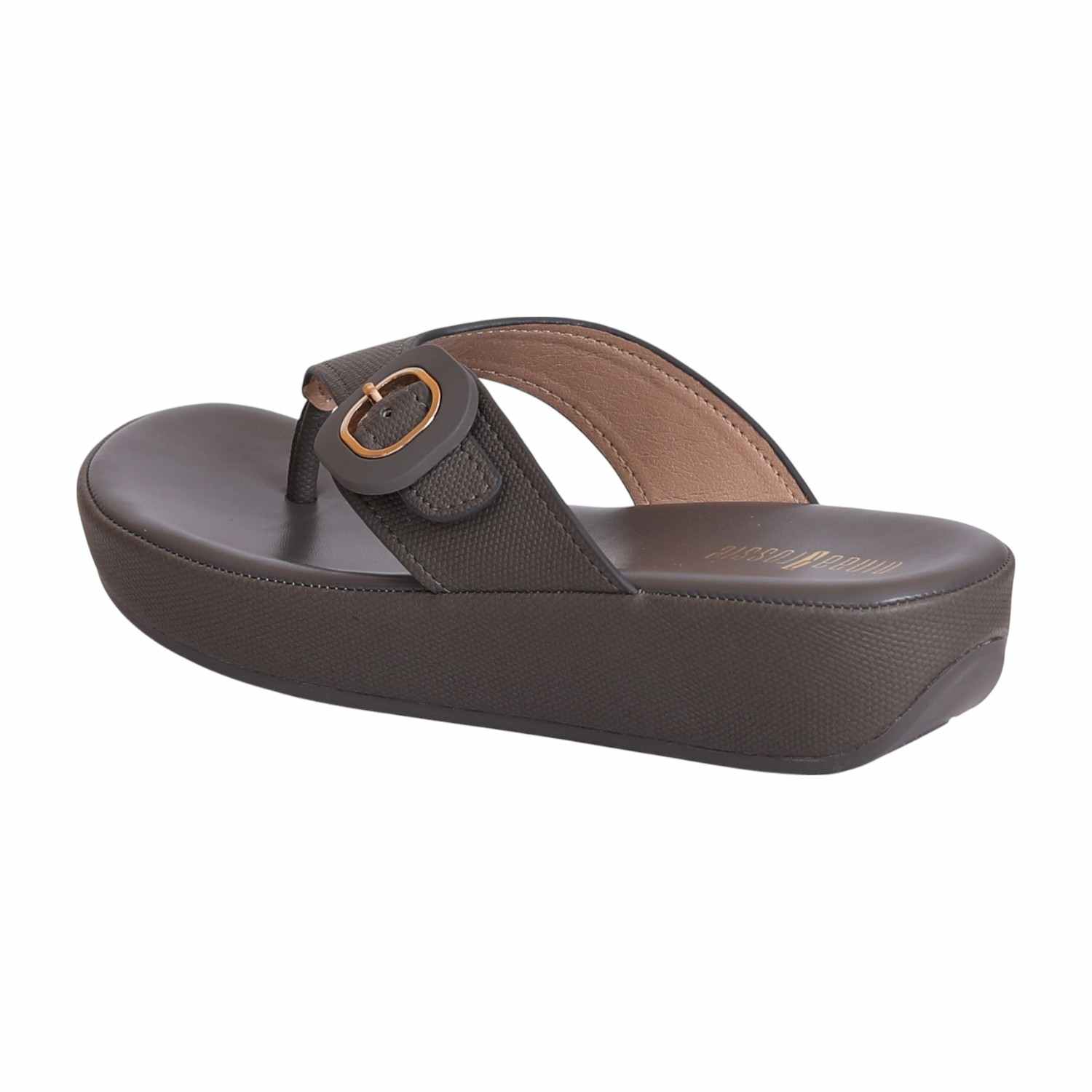 Women’s Brown Buckle Detail Wedge Sandals