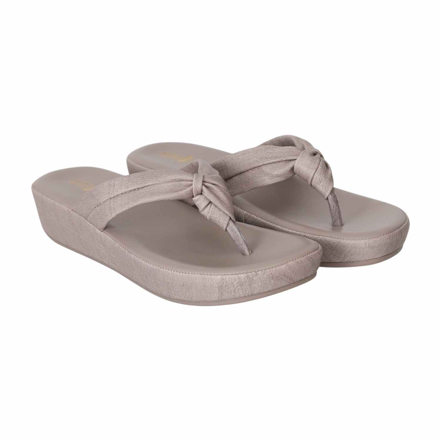 Women Grey Knotted Wedge Flats