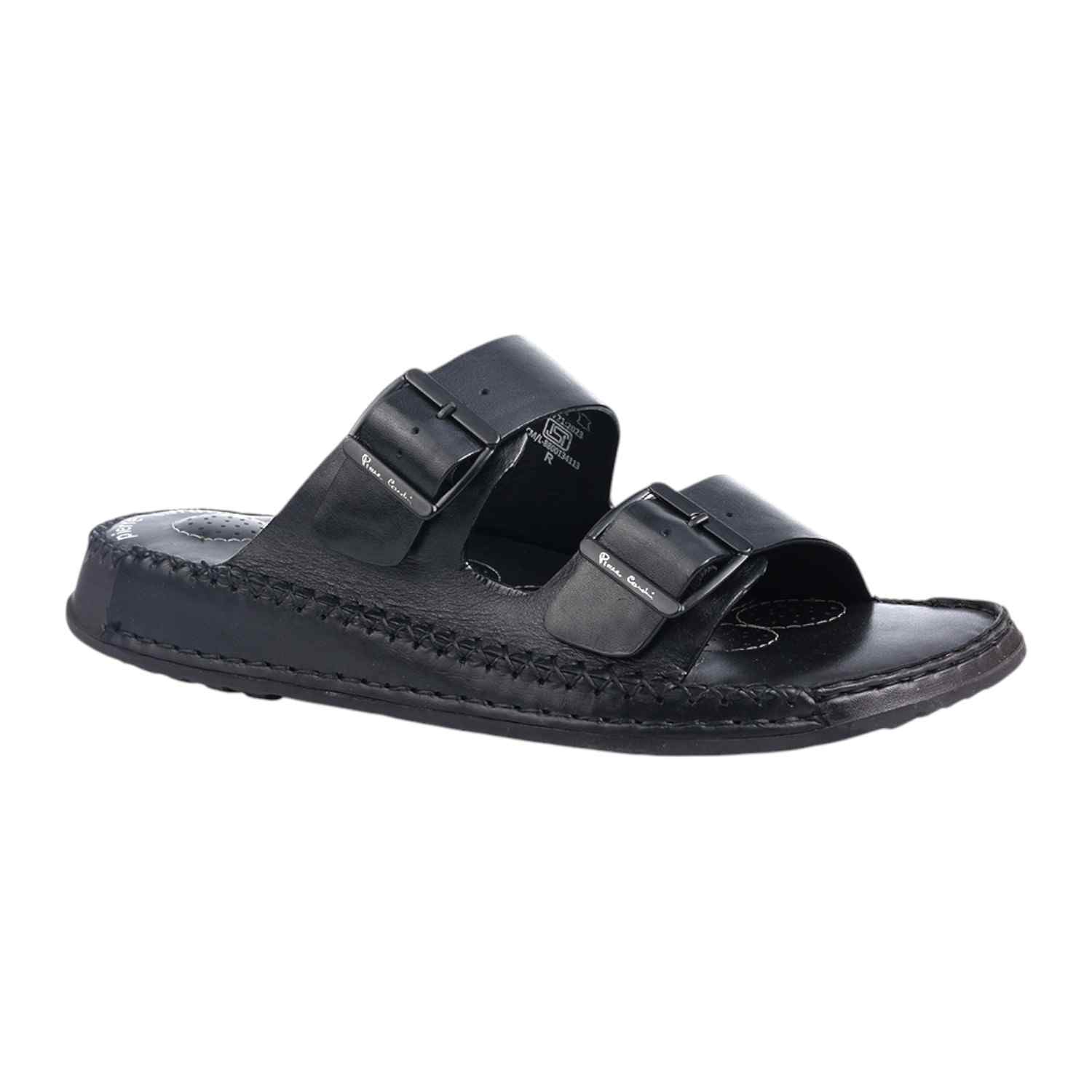 Pierre Cardin | Mens Leather Sandal Black|0