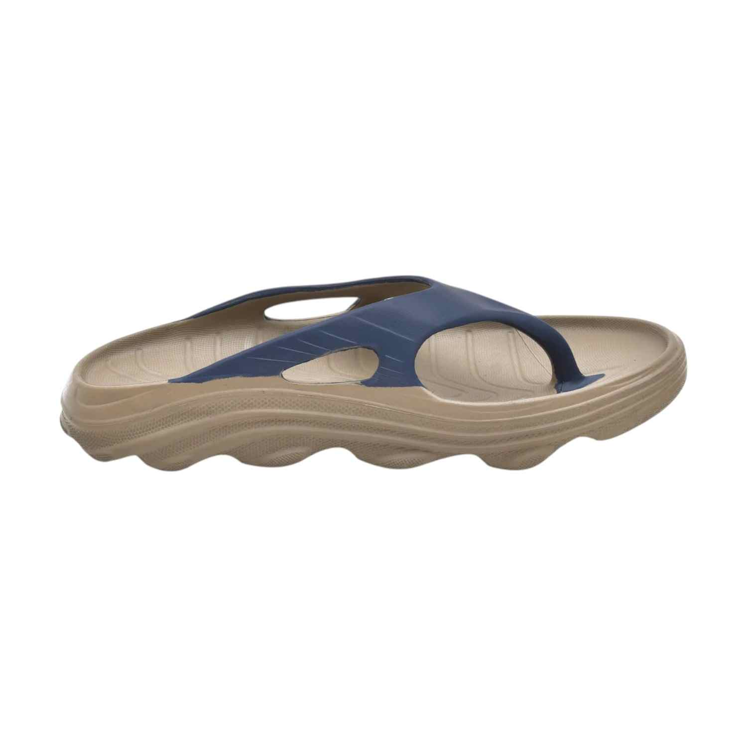 Men Khakhi Blue Flip Flops