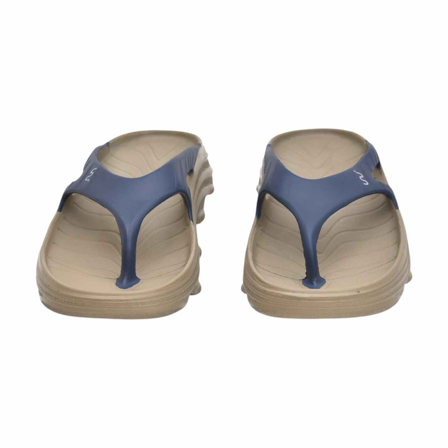 Men Khakhi Blue Flip Flops