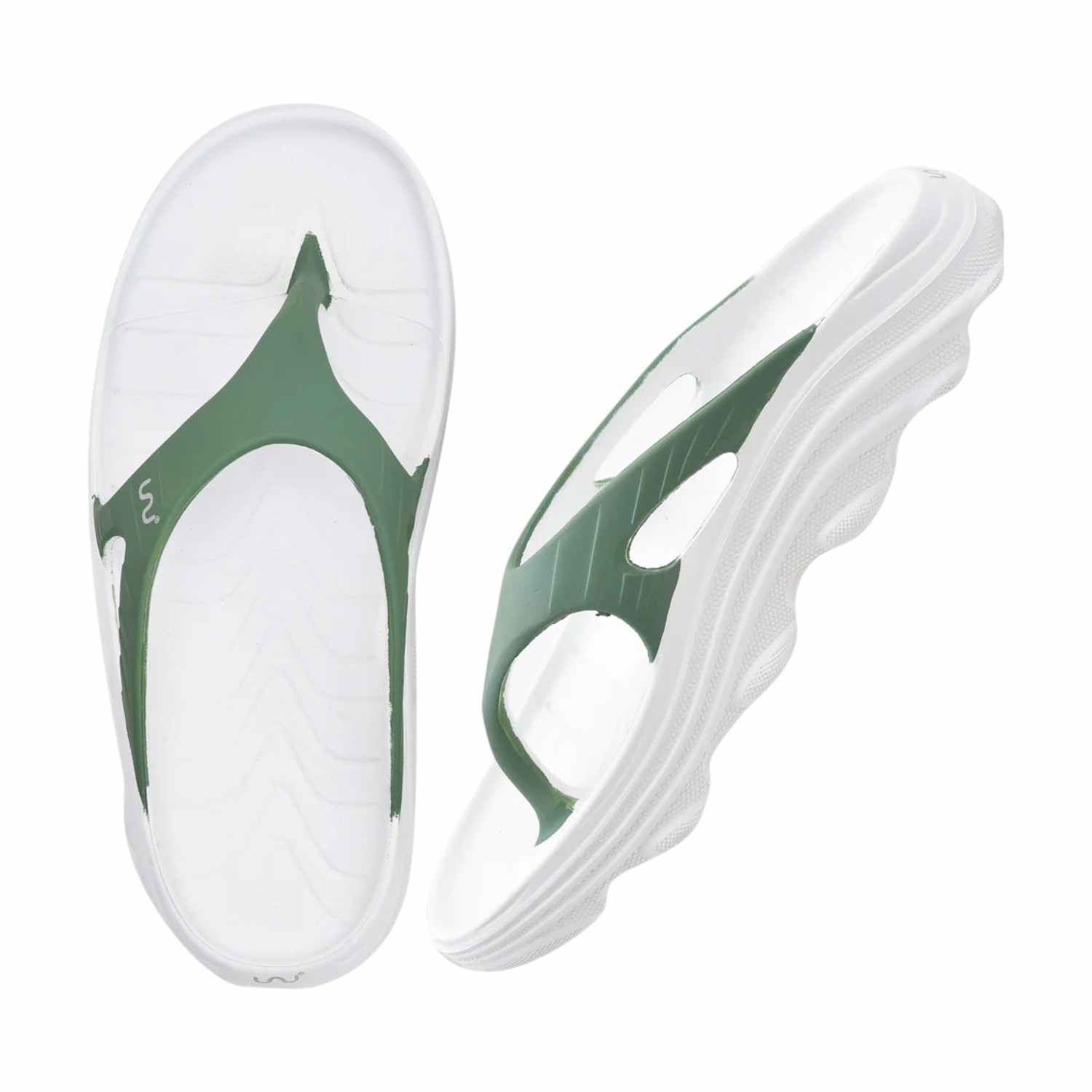 Men White Military Green Flip Flops
