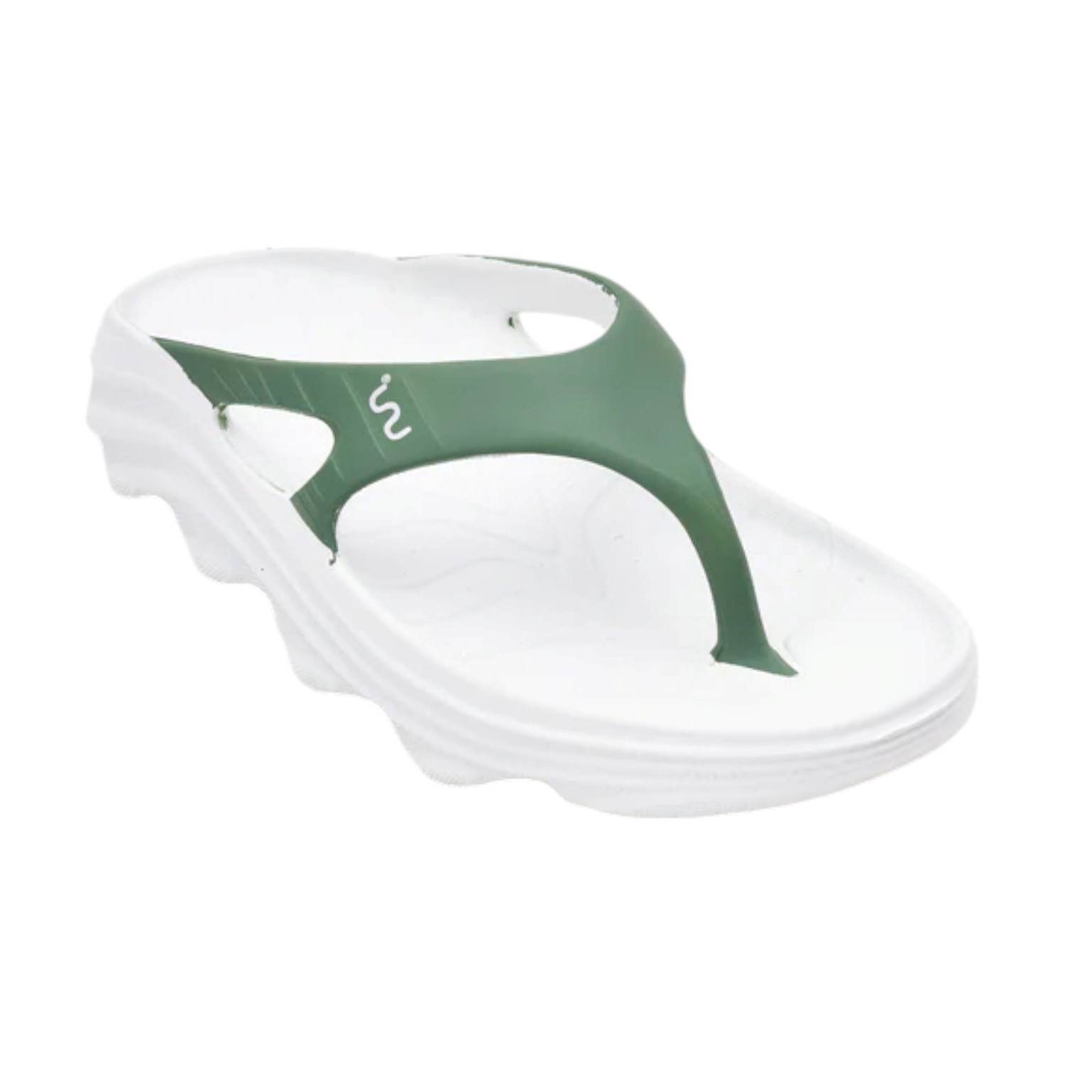 Men White Military Green Flip Flops