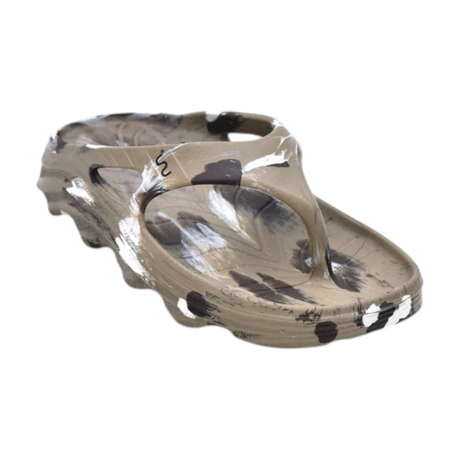 Men Khaki Brown White Flip Flops