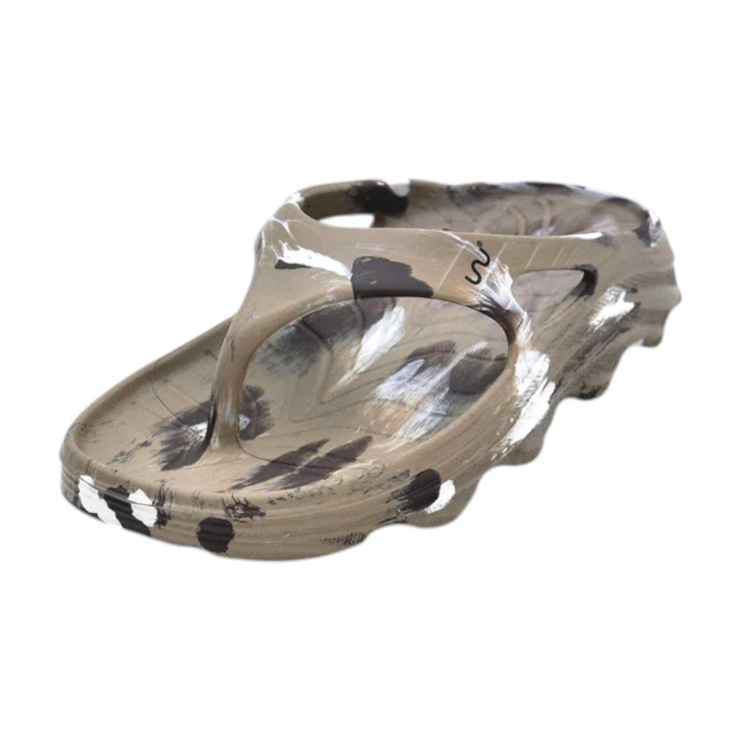 Men Khaki Brown White Flip Flops