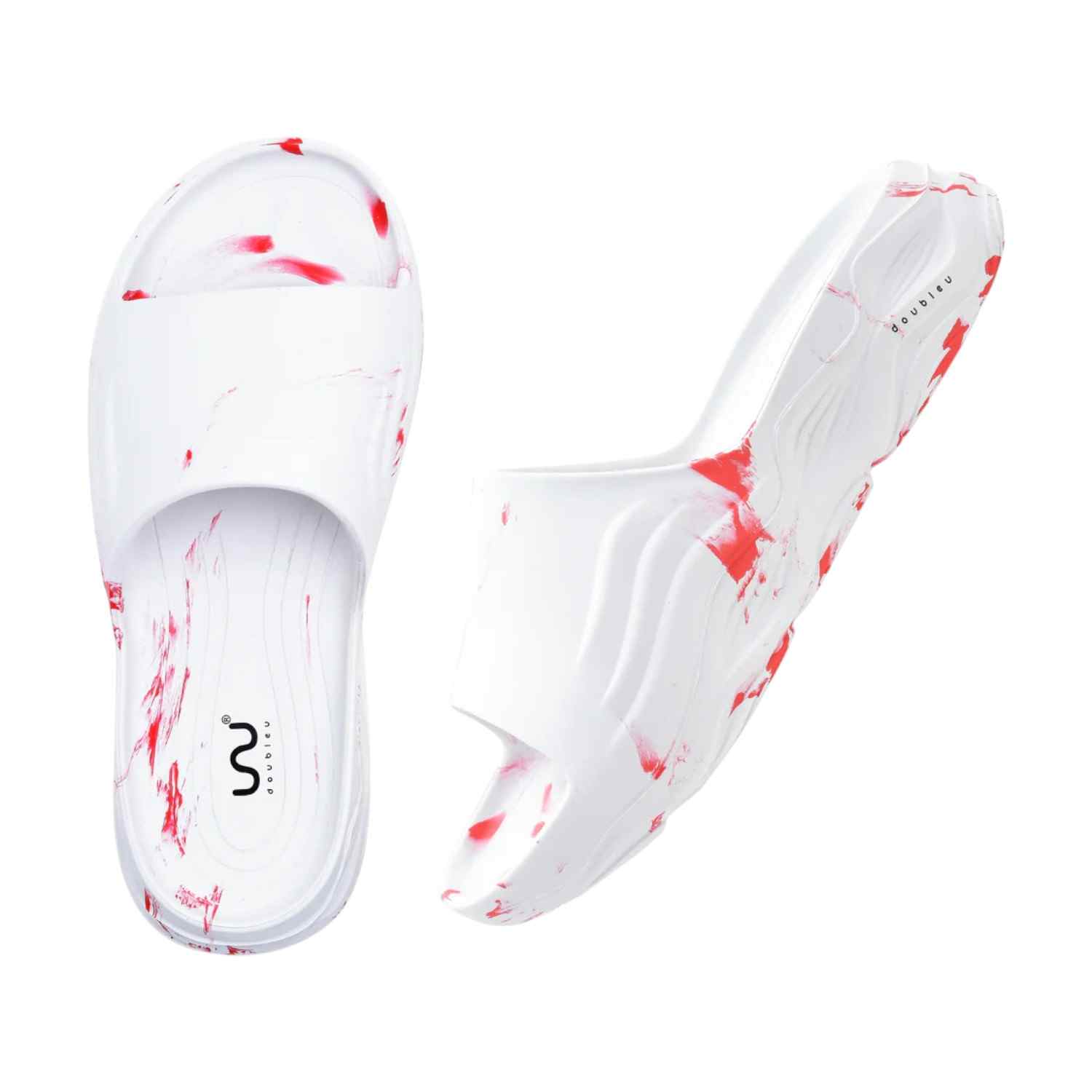 Ultra Sporty Men Marble White Red Slidders