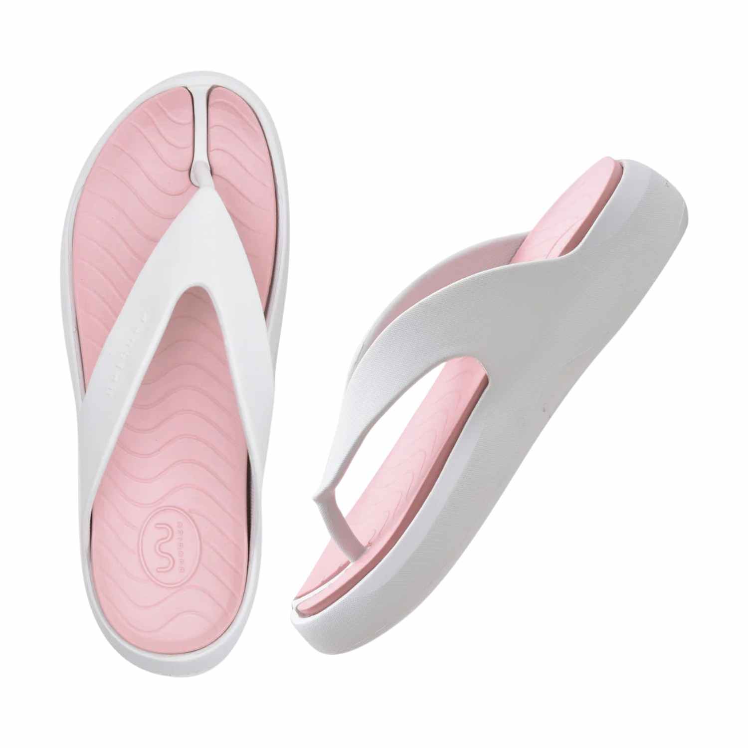 Women White Pink Flip Flops