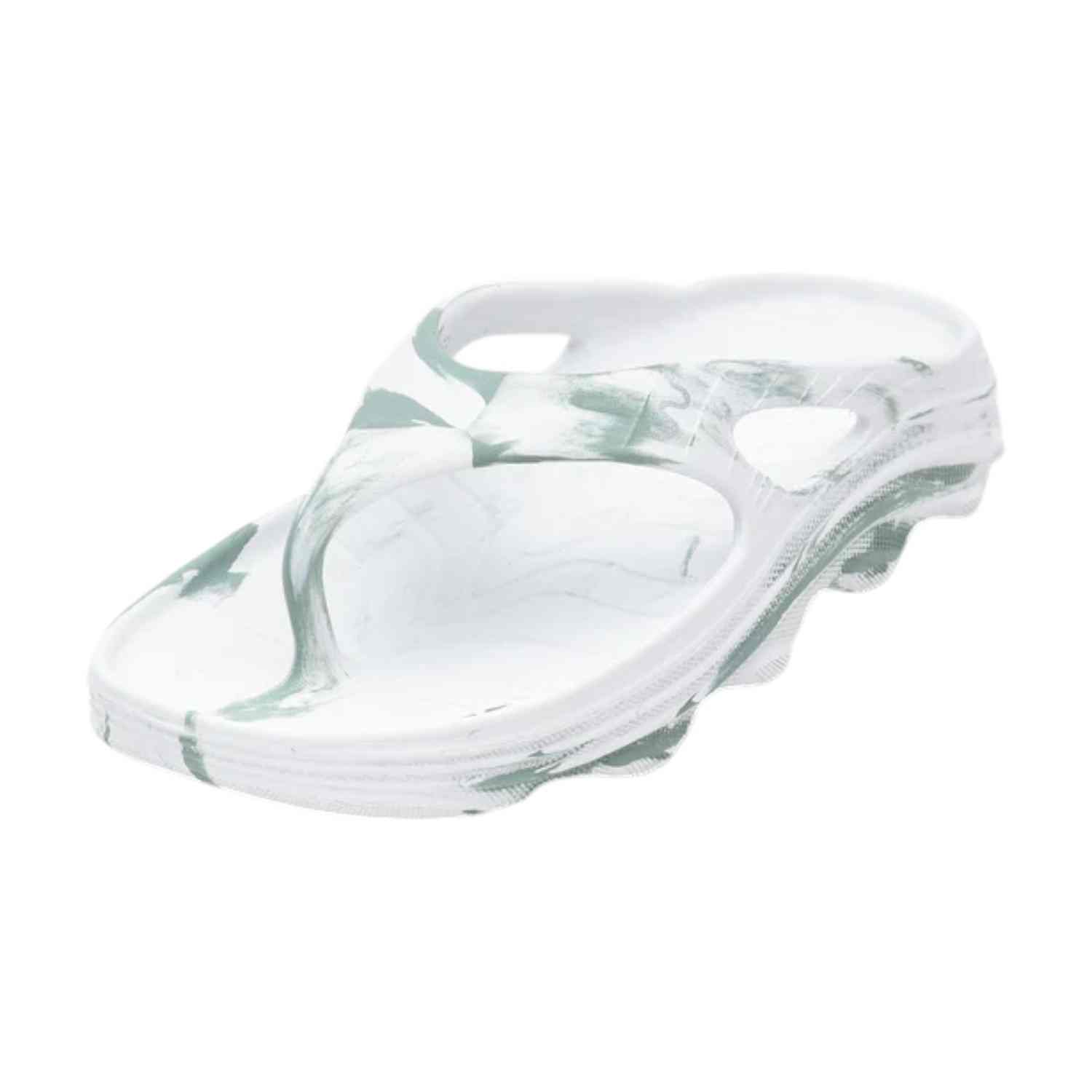 Women White Green Flip Flops