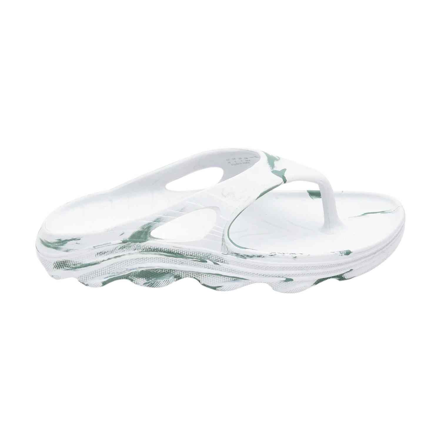 Women White Green Flip Flops