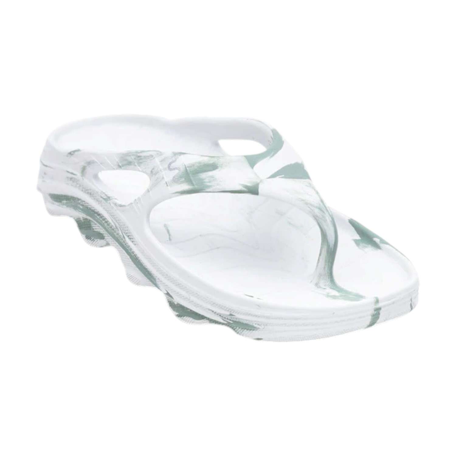 Women White Green Flip Flops
