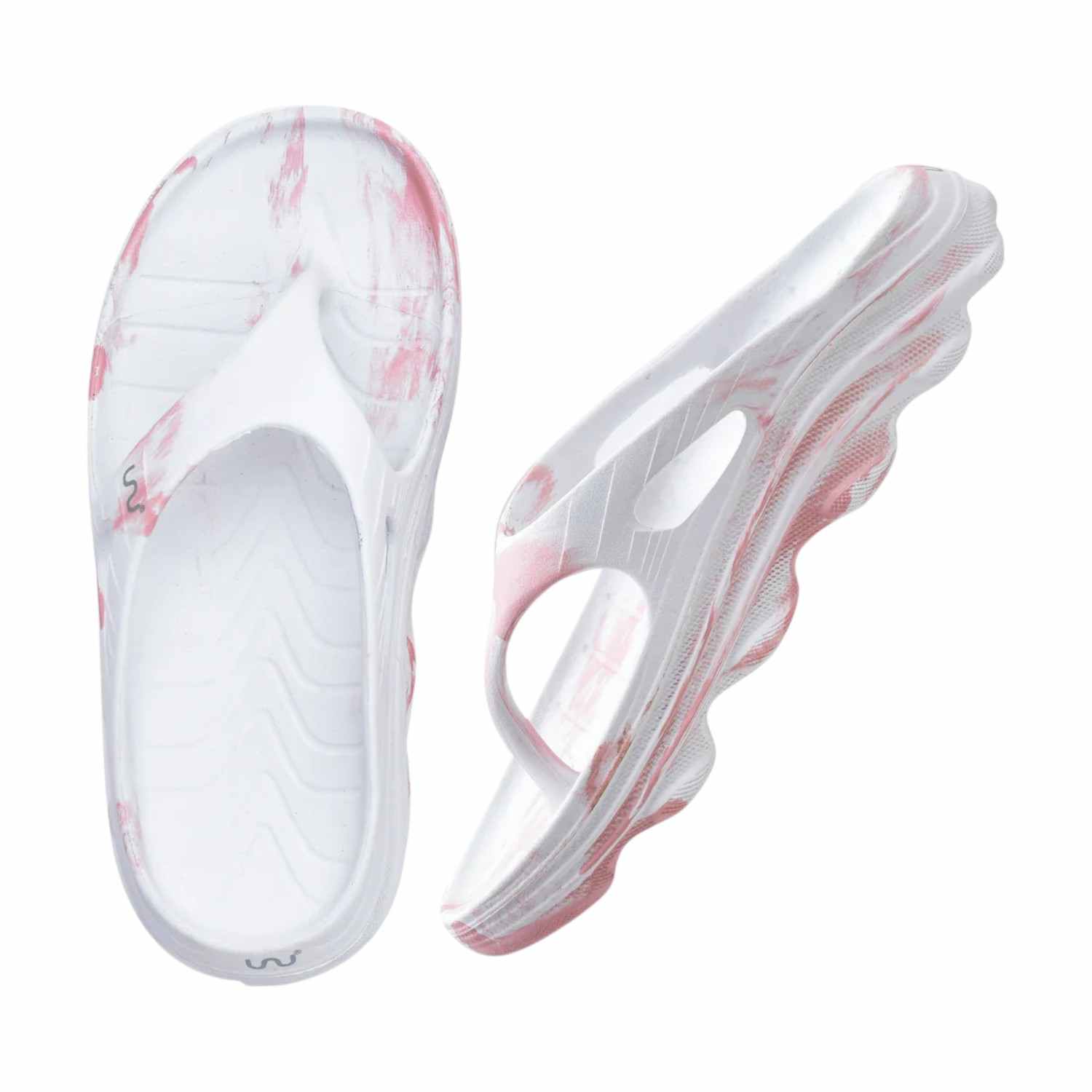 Women White Pink Flip Flops