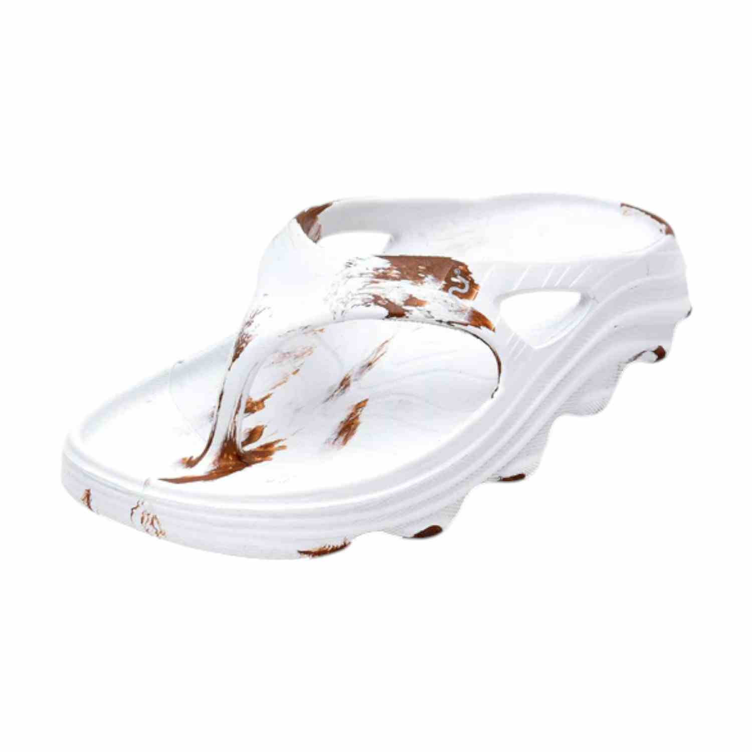 Women White Bronze Flip Flops