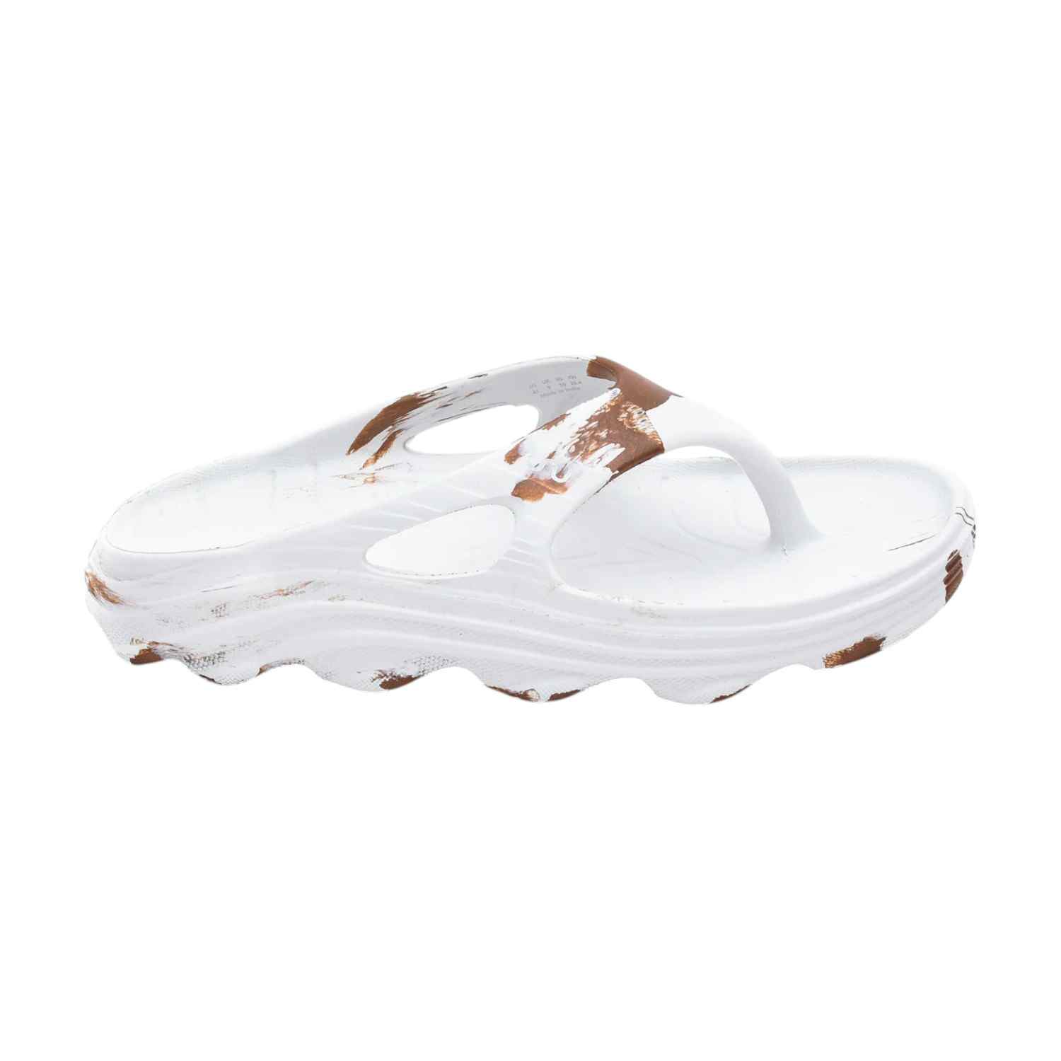 Women White Bronze Flip Flops