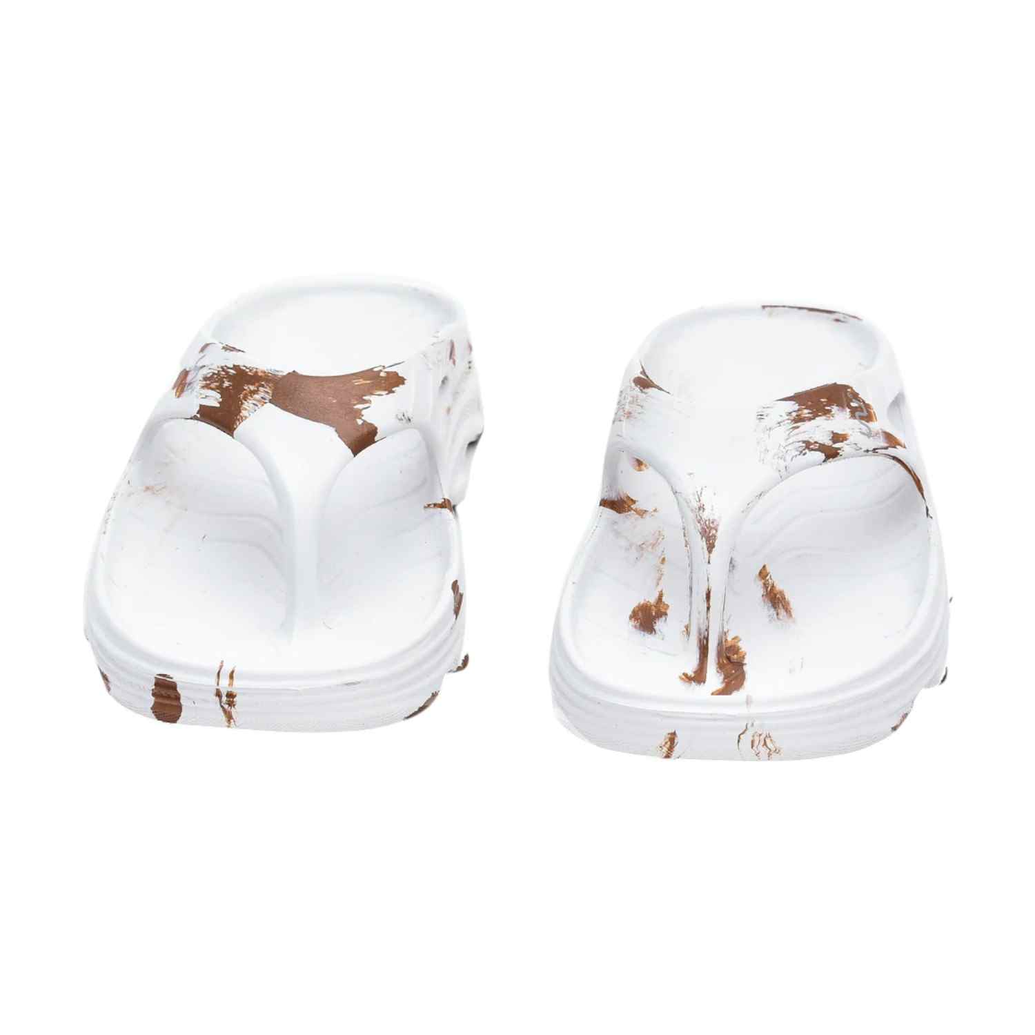Women White Bronze Flip Flops
