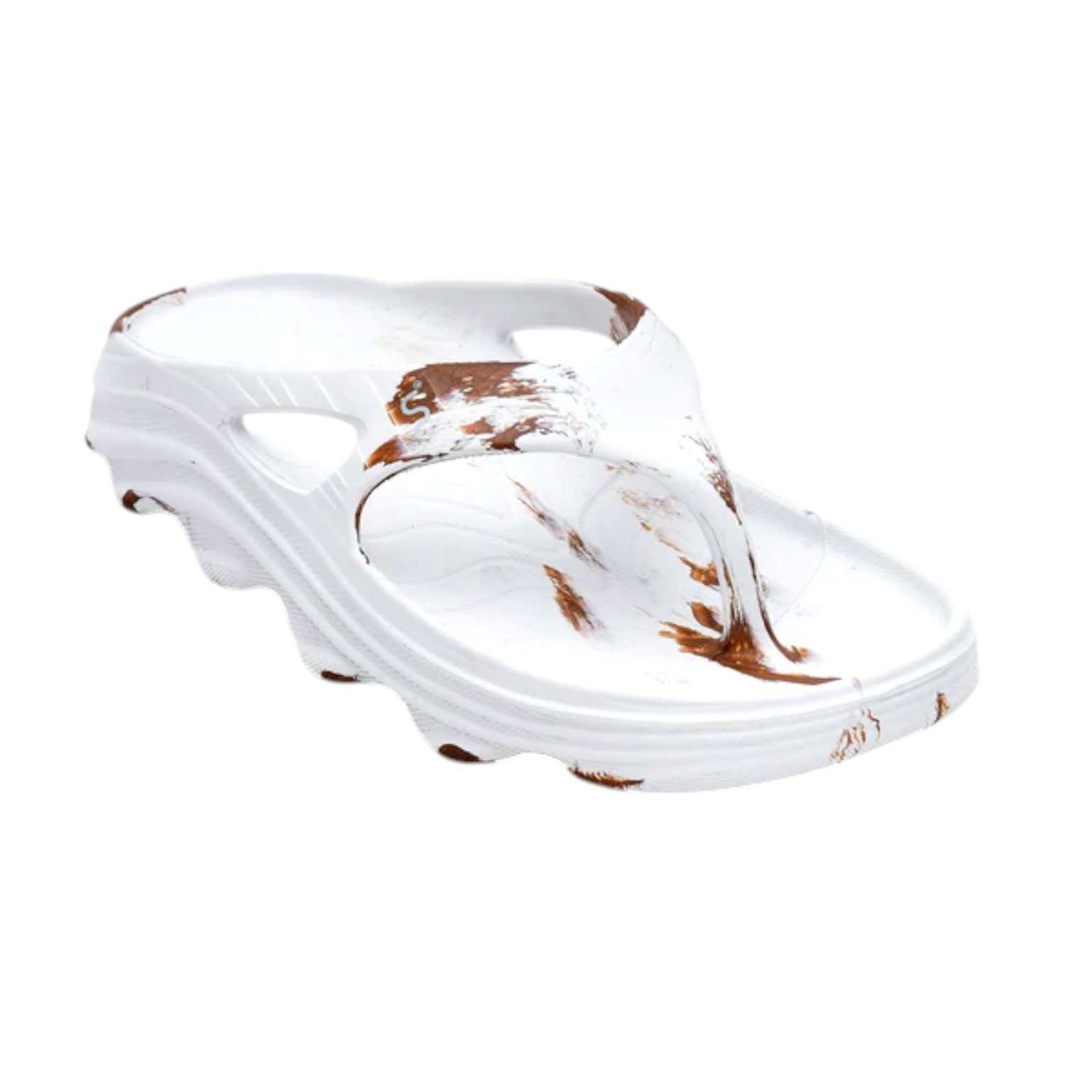 Women White Bronze Flip Flops