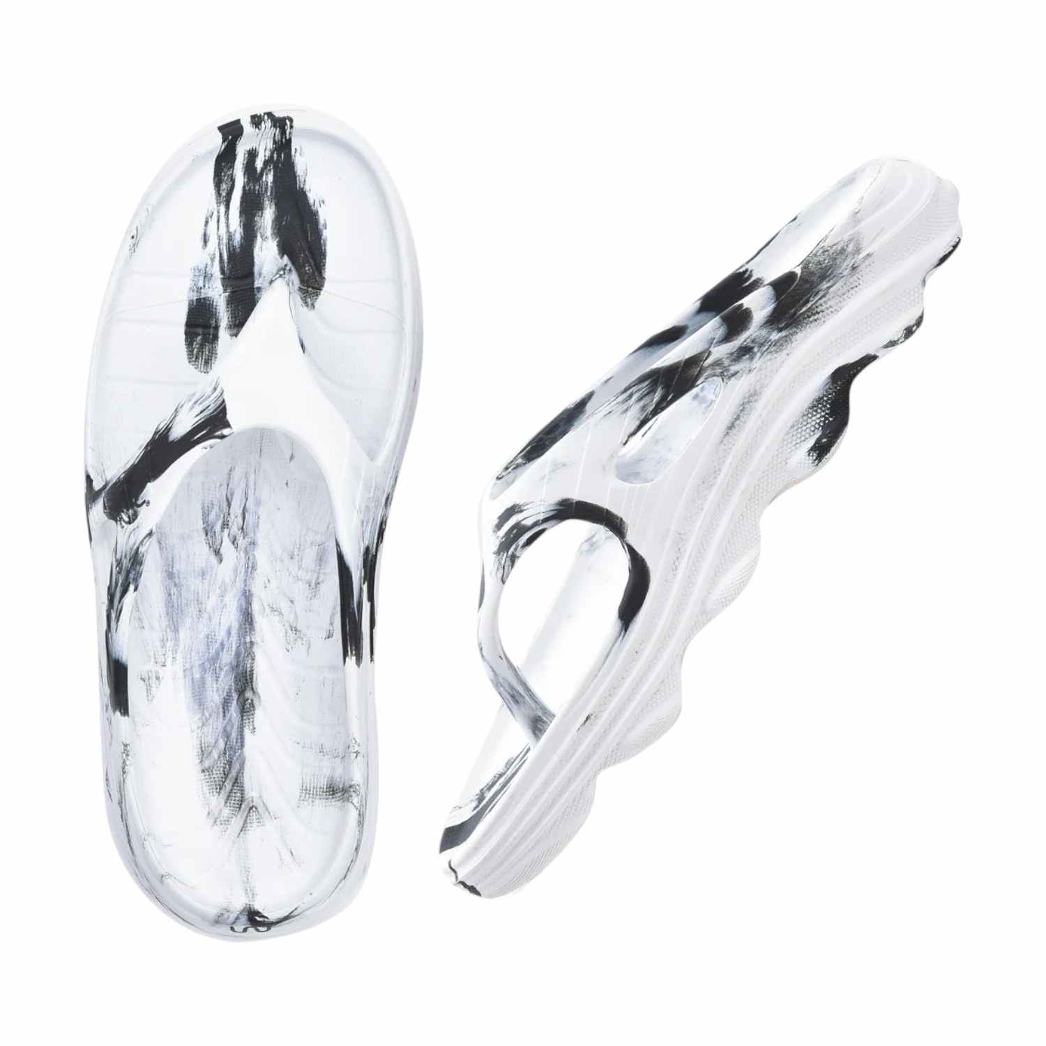 Men White Black Flip Flops