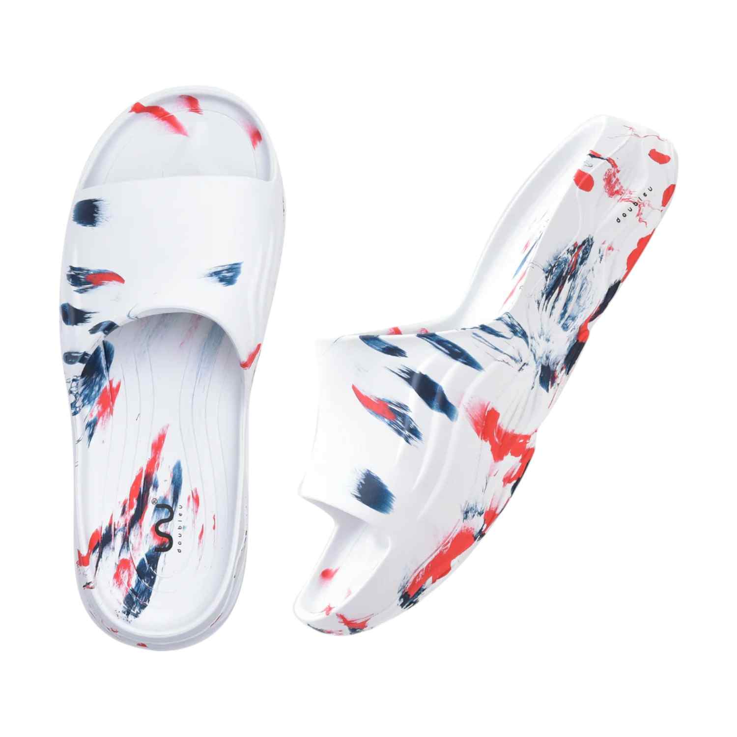 Men Blue White Red Slidders