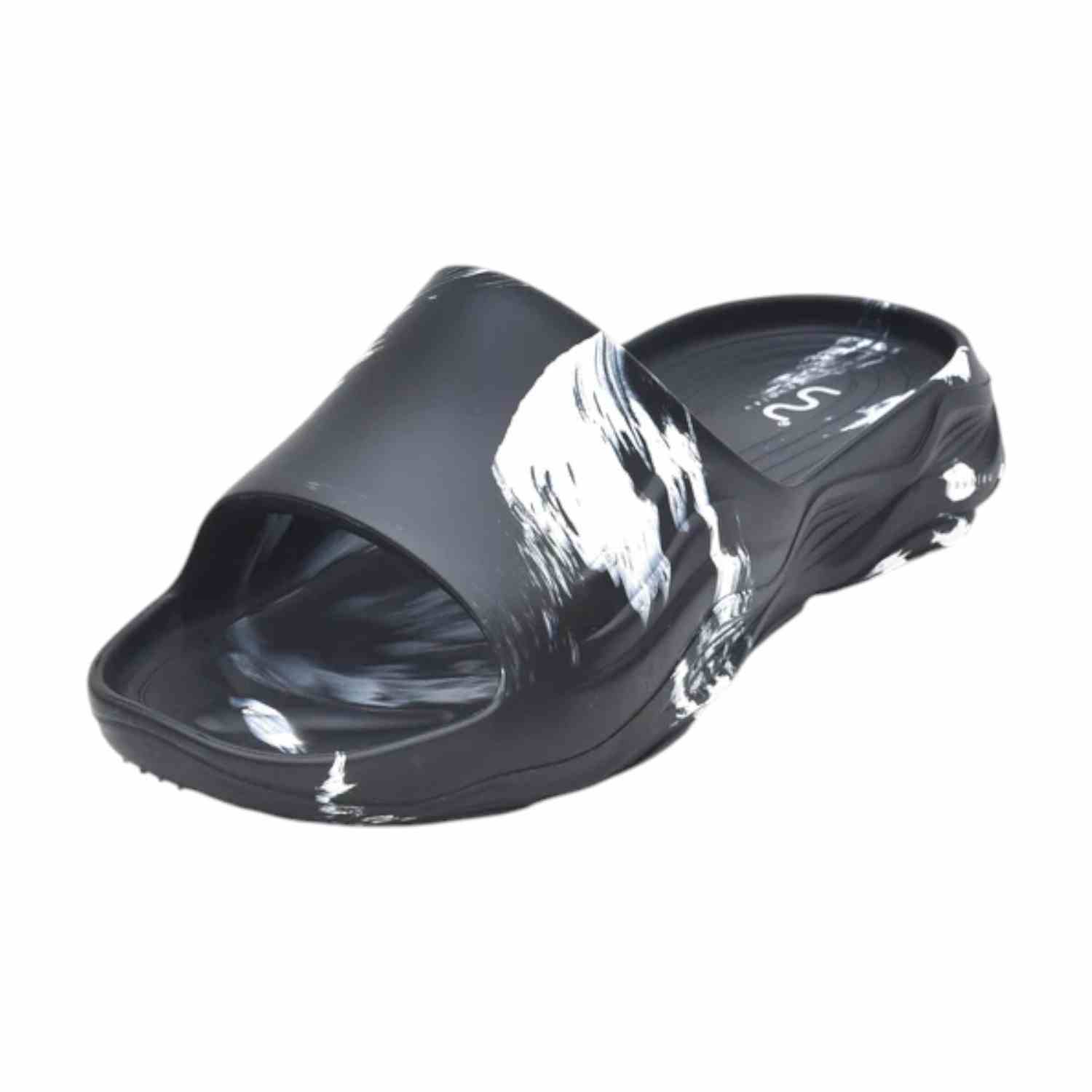 Men Black White Slidders