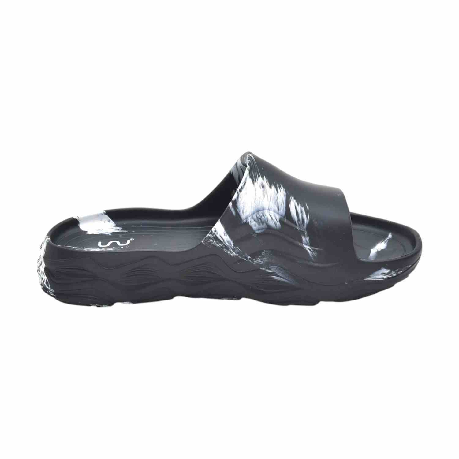 Men Black White Slidders