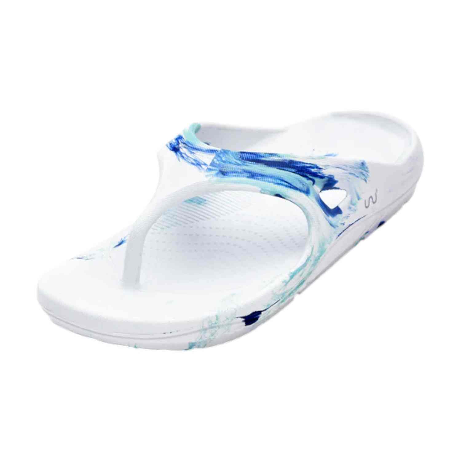 Men White Blue Flip Flops