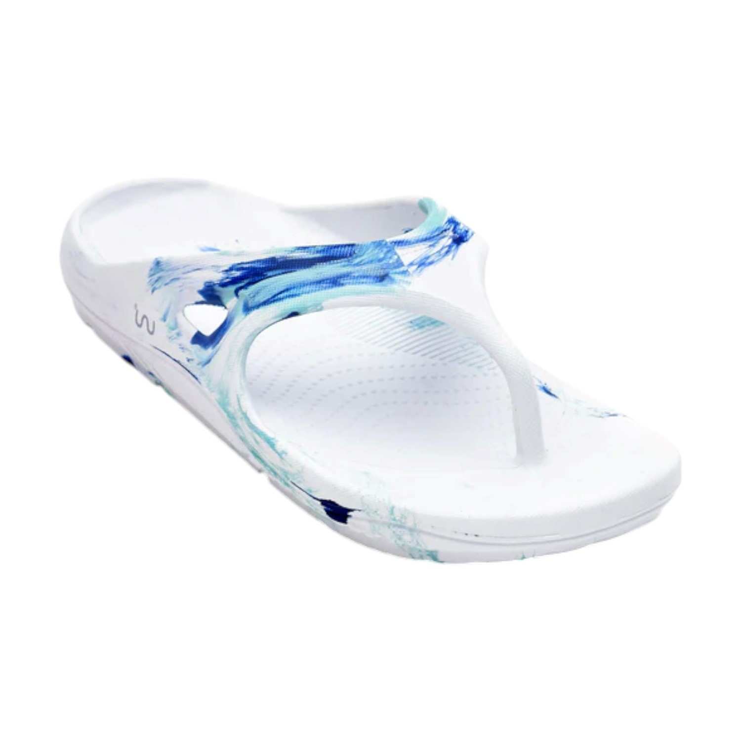 Men White Blue Flip Flops