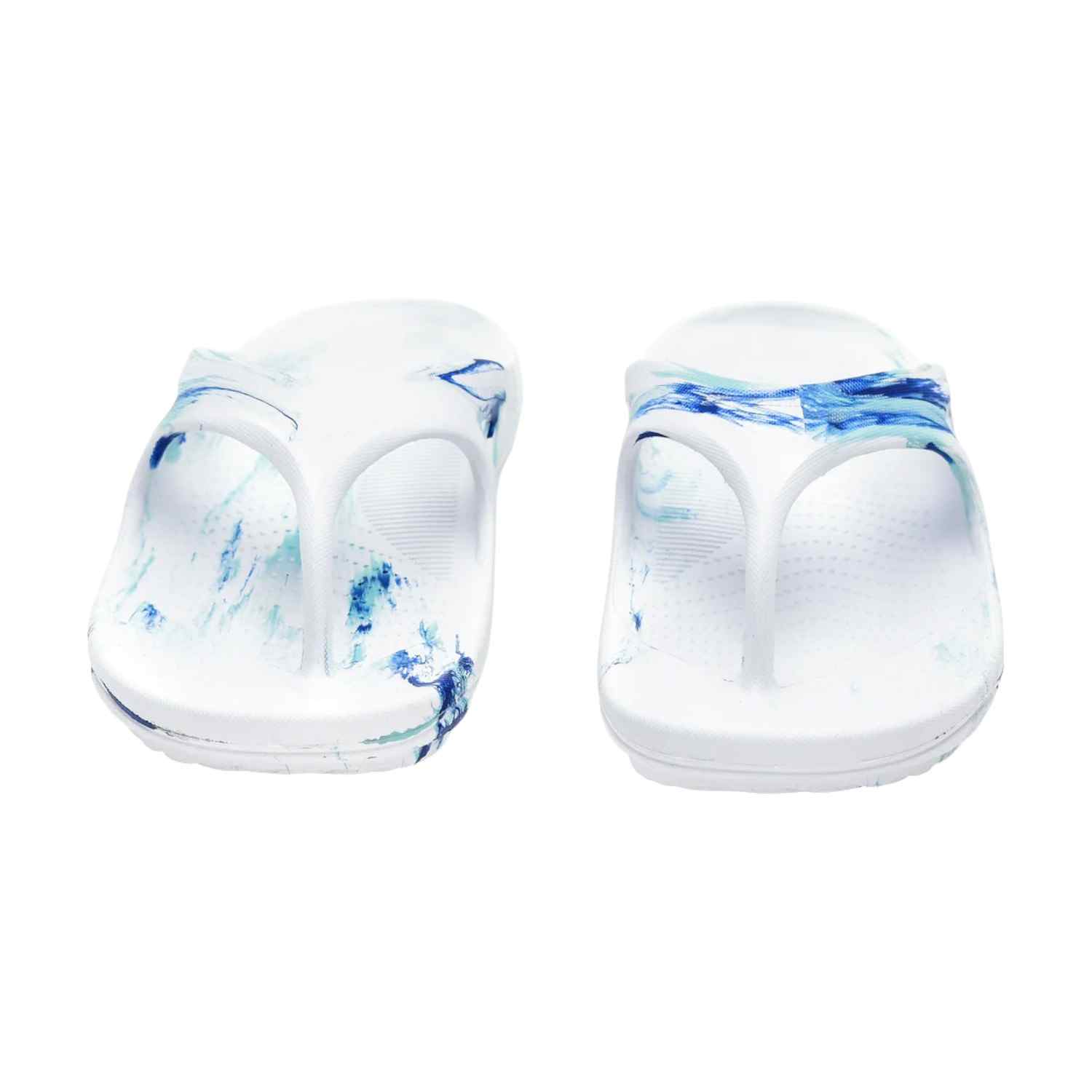 Men White Blue Flip Flops