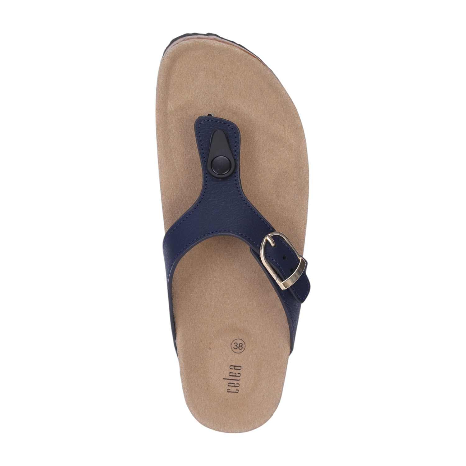 Women Navy T Strap Chappal with Buckel