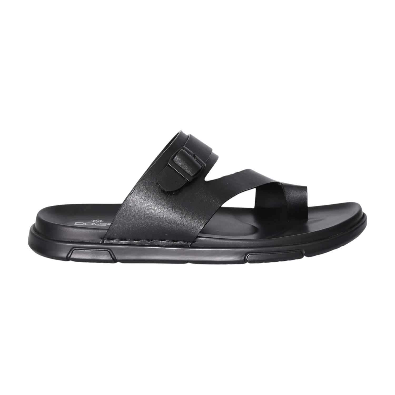 Men Black Contemporary Buckled Sandals
