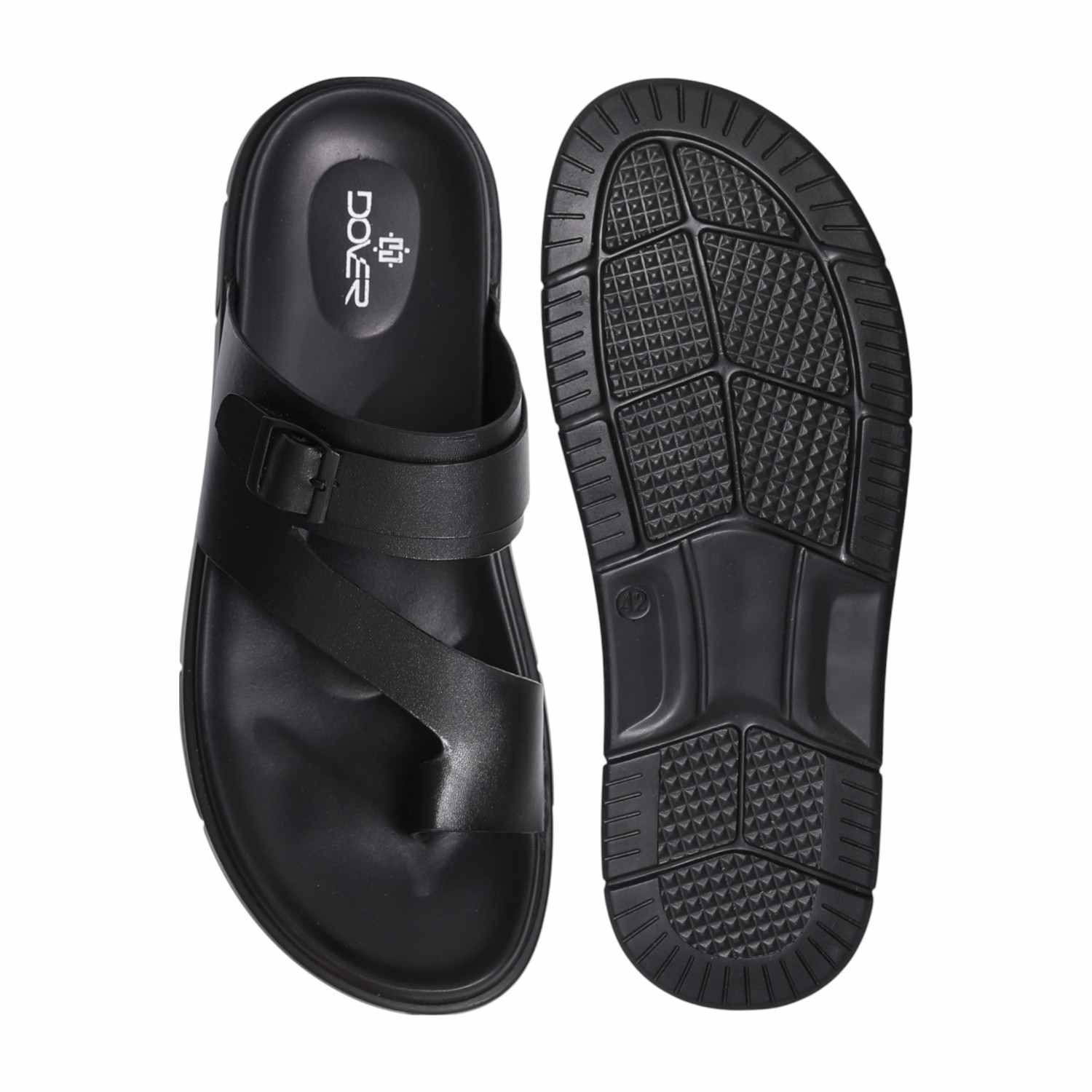 Men Black Contemporary Buckled Sandals