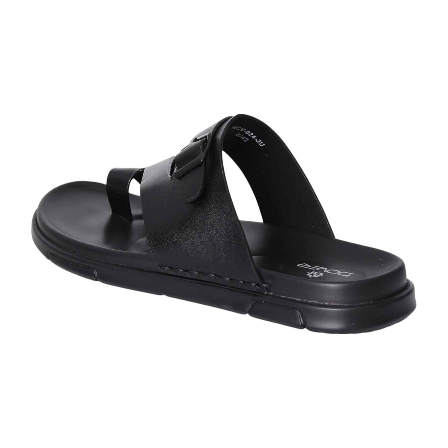 Men Black Contemporary Buckled Sandals