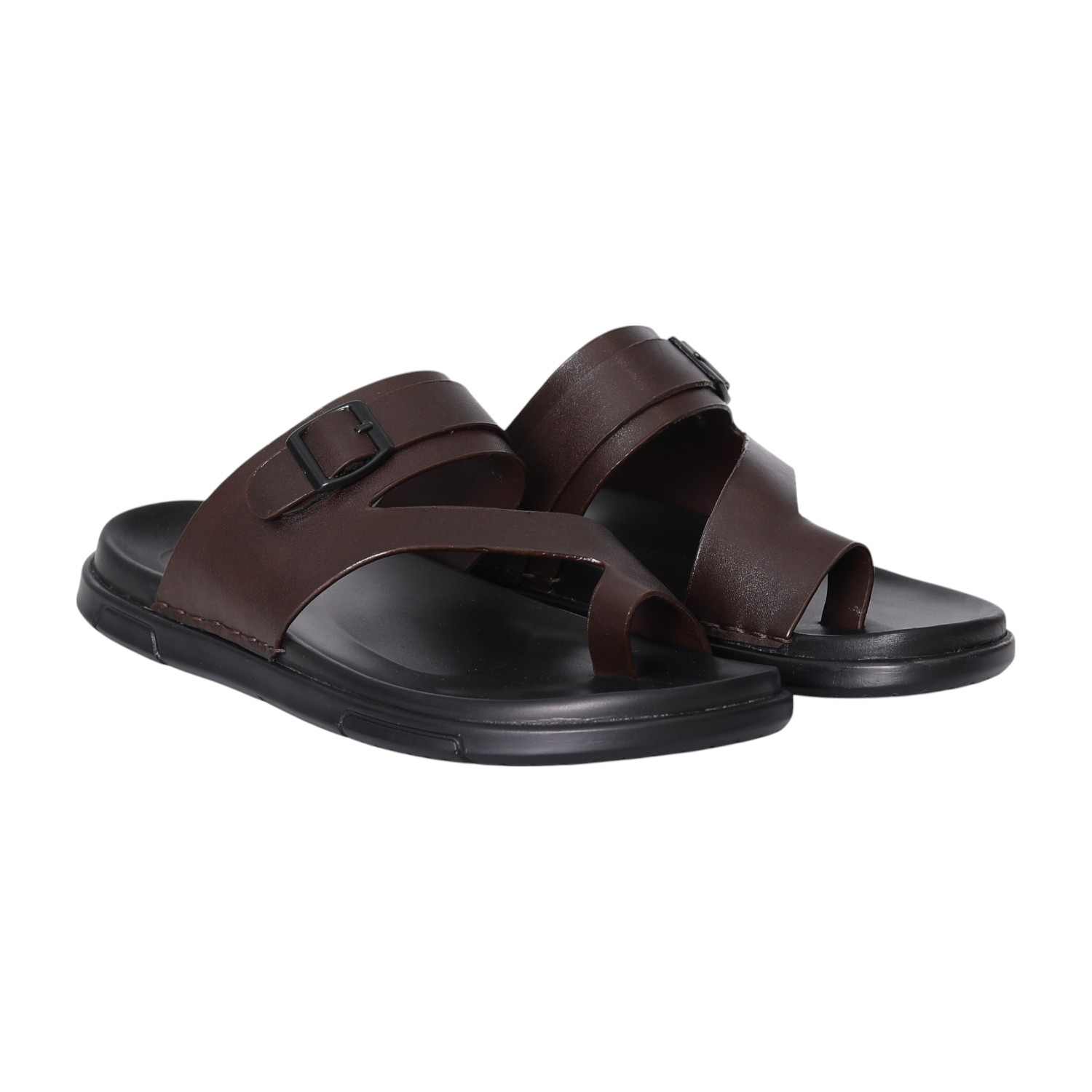 Men Brown Contemporary Buckled Sandals