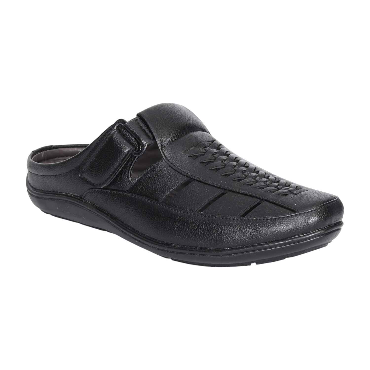 Men Modern Black Leather Mules
