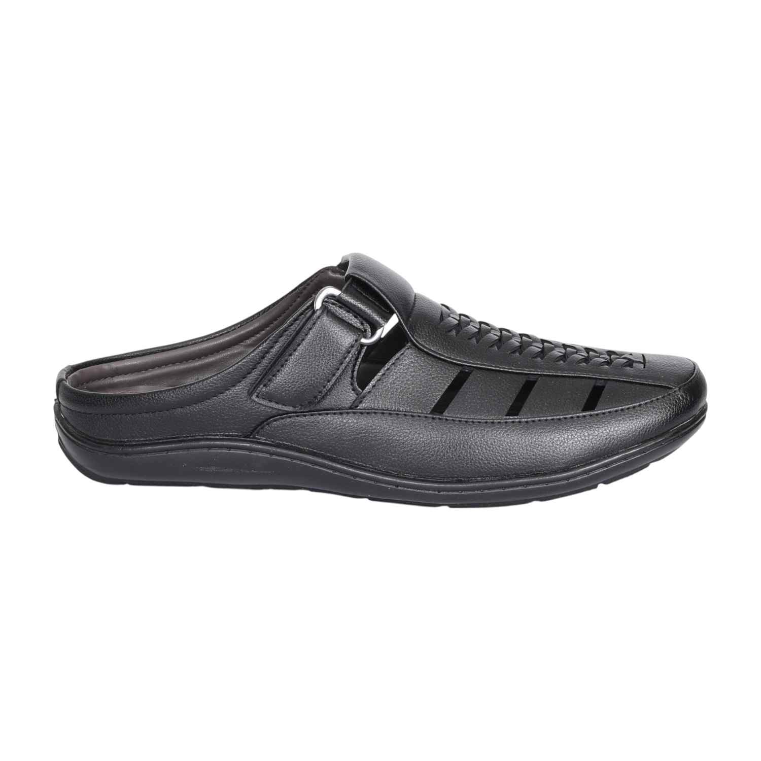 Men Modern Black Leather Mules