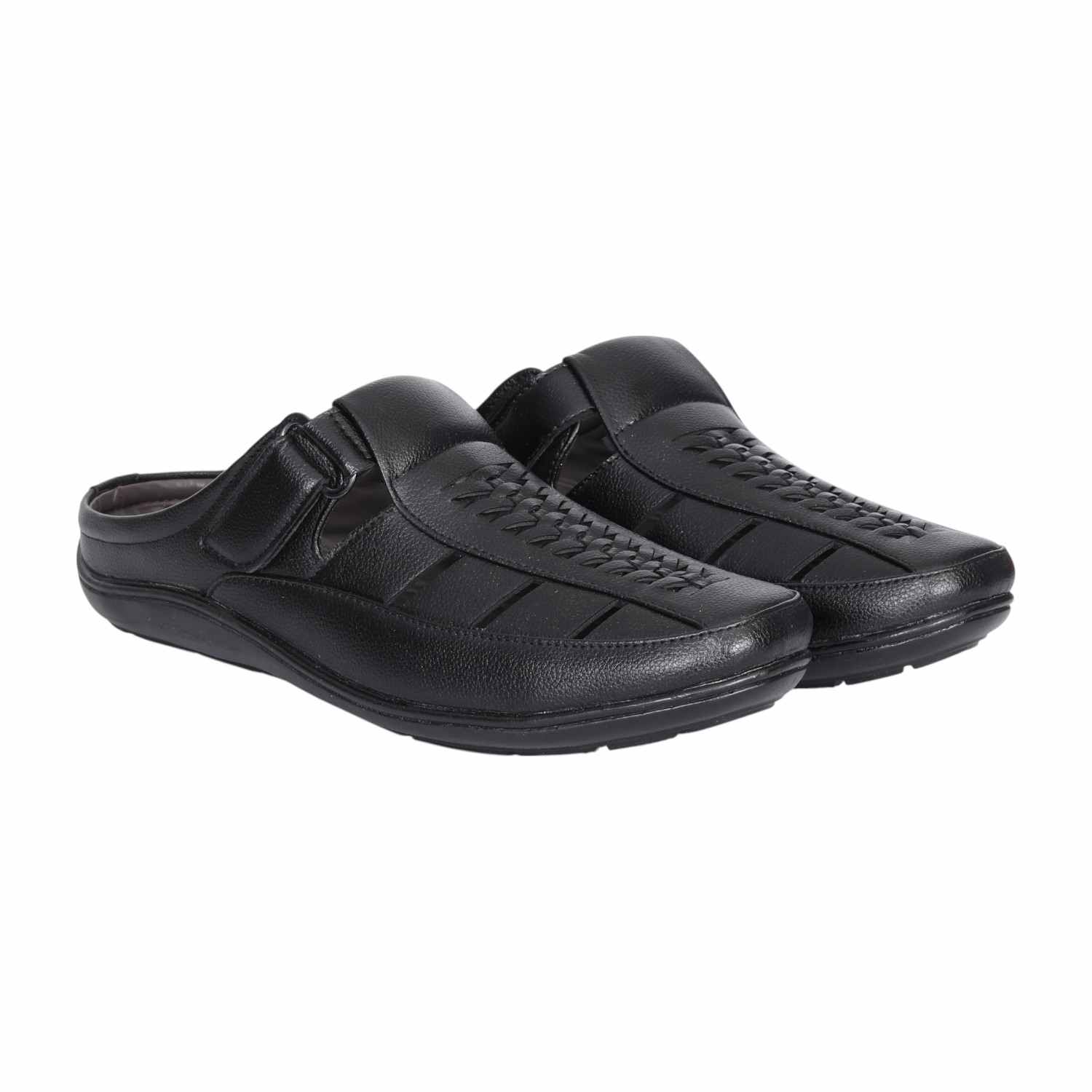 Men Modern Black Leather Mules