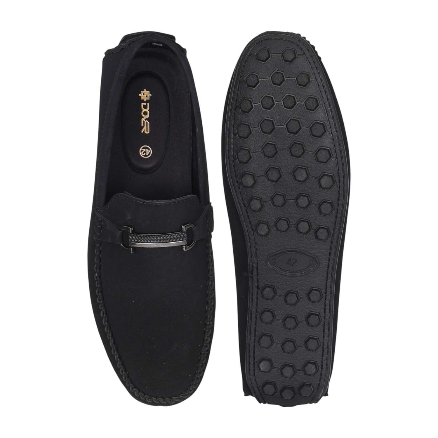 Men Matte Black Loafer with Metallic Buckle