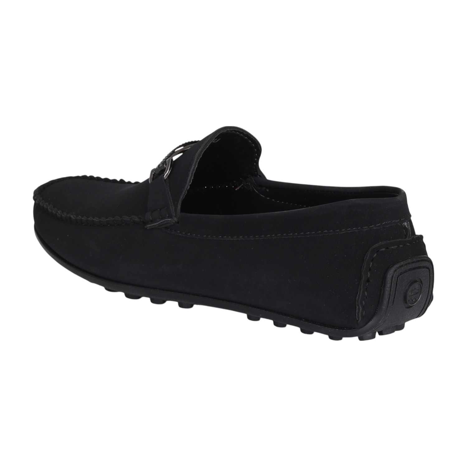 Men Matte Black Loafer with Metallic Buckle