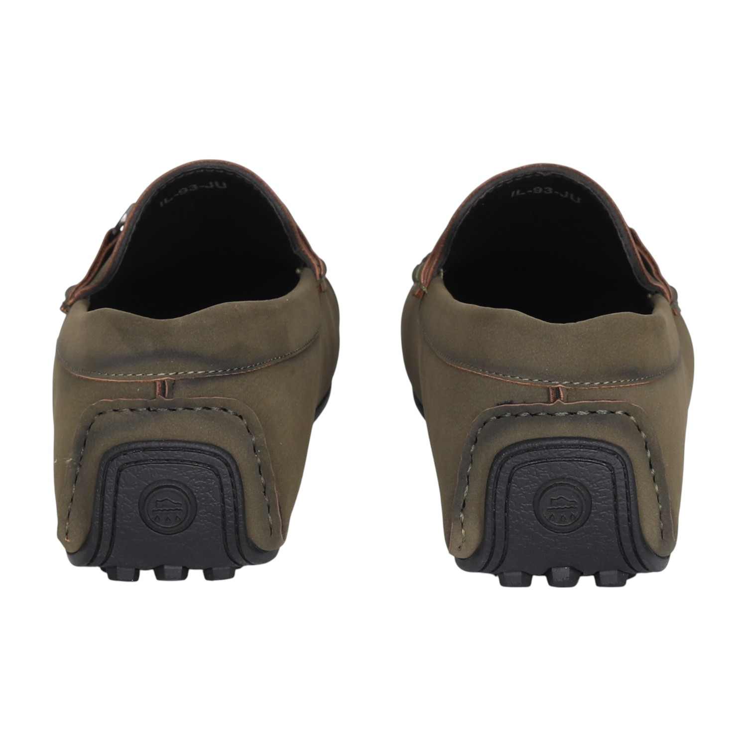 Men Matte Olive Loafer with Metallic Buckle