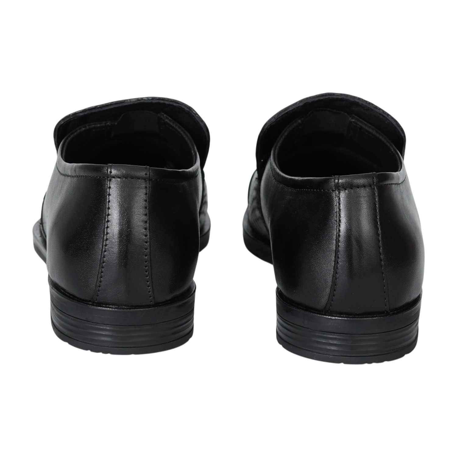Men Black Woven Tassel Slip-Ons