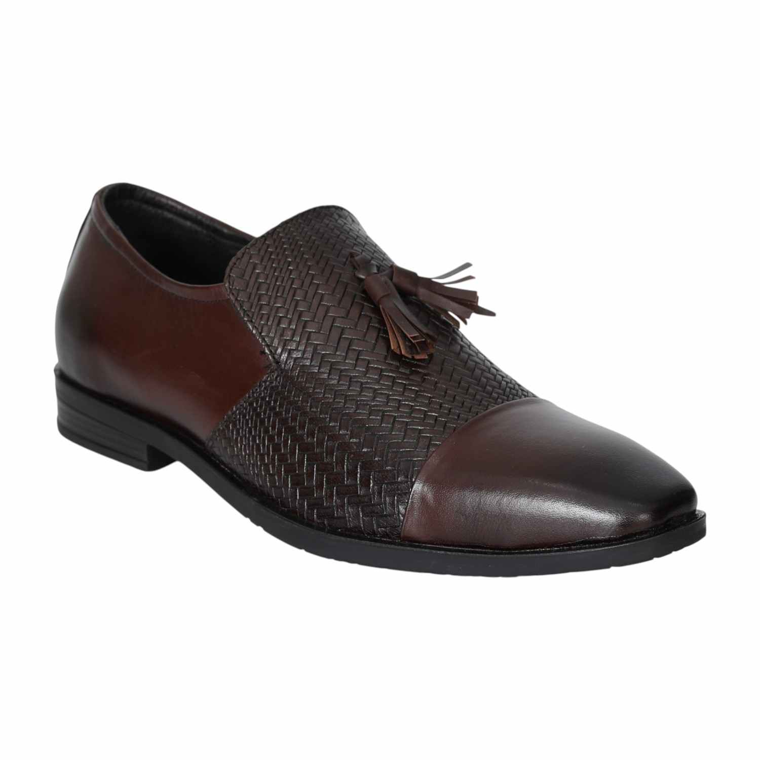 Men Cherry Woven Tassel Slip-Ons