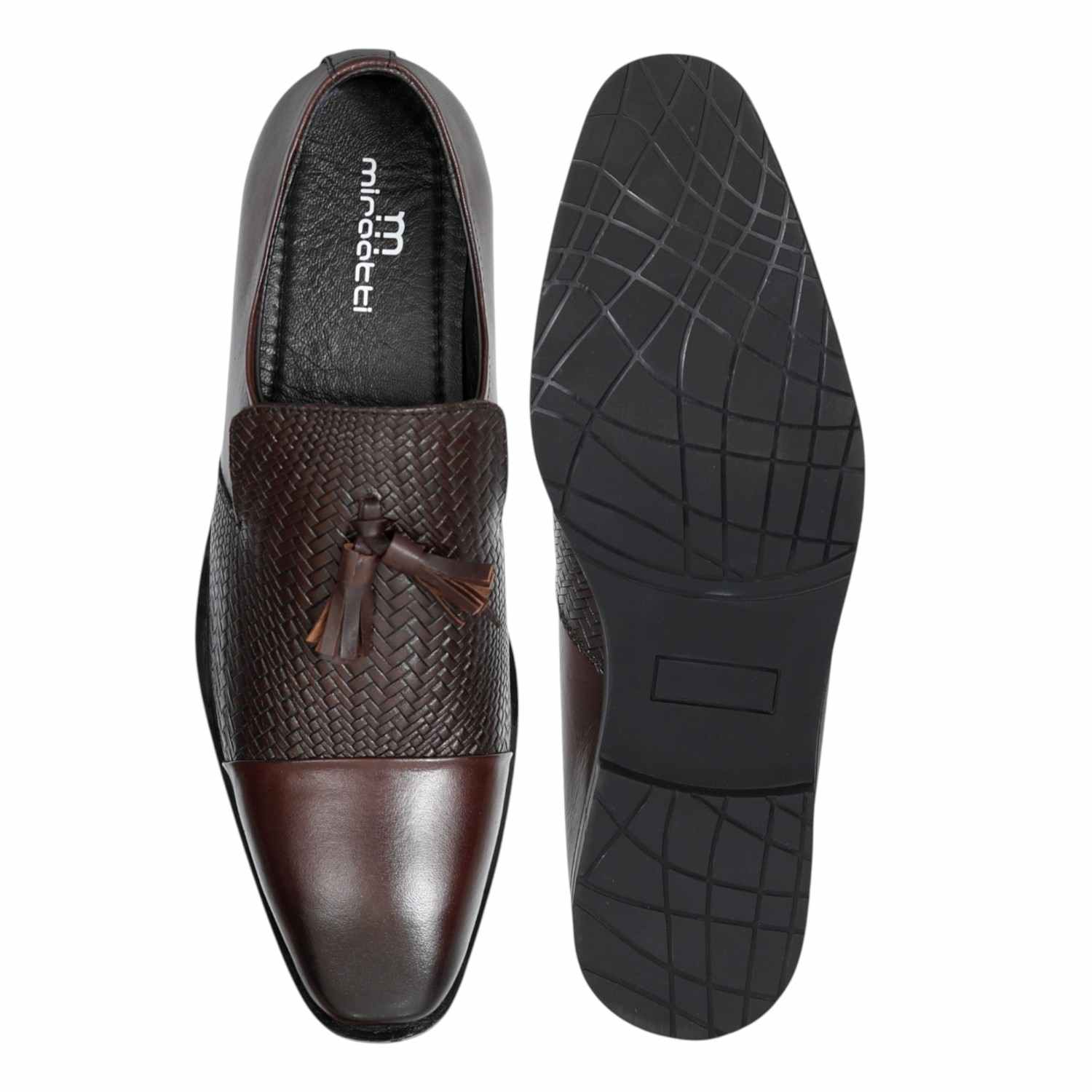 Men Cherry Woven Tassel Slip-Ons