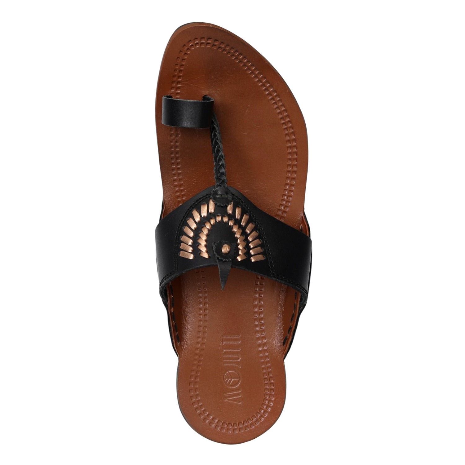Men Black Artisan Toe-Ring Sandals