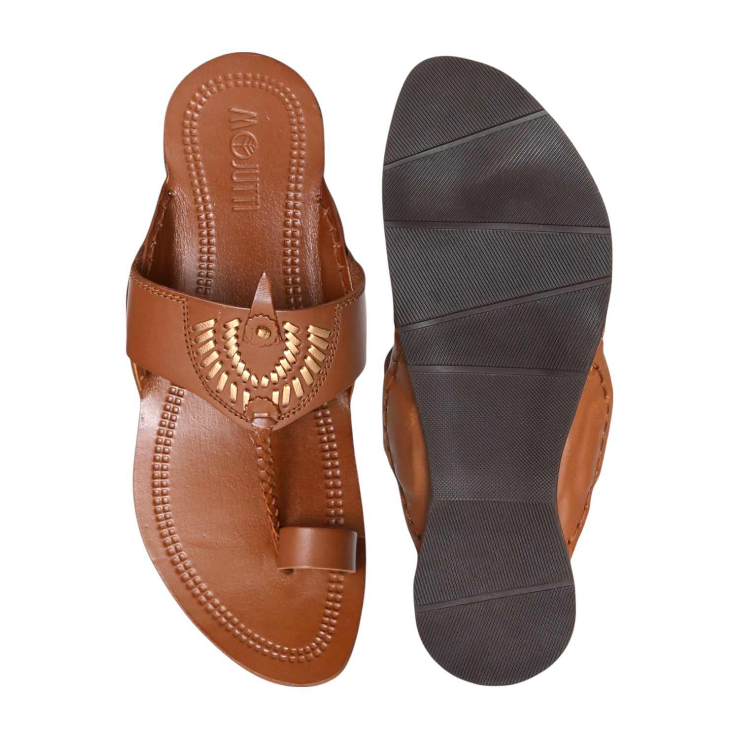 Men Tan Decorative Strap Sandals