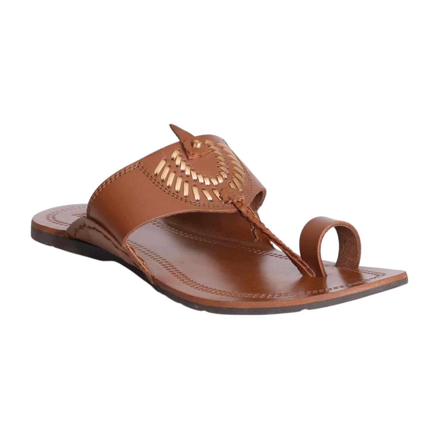 Men Tan Decorative Strap Sandals
