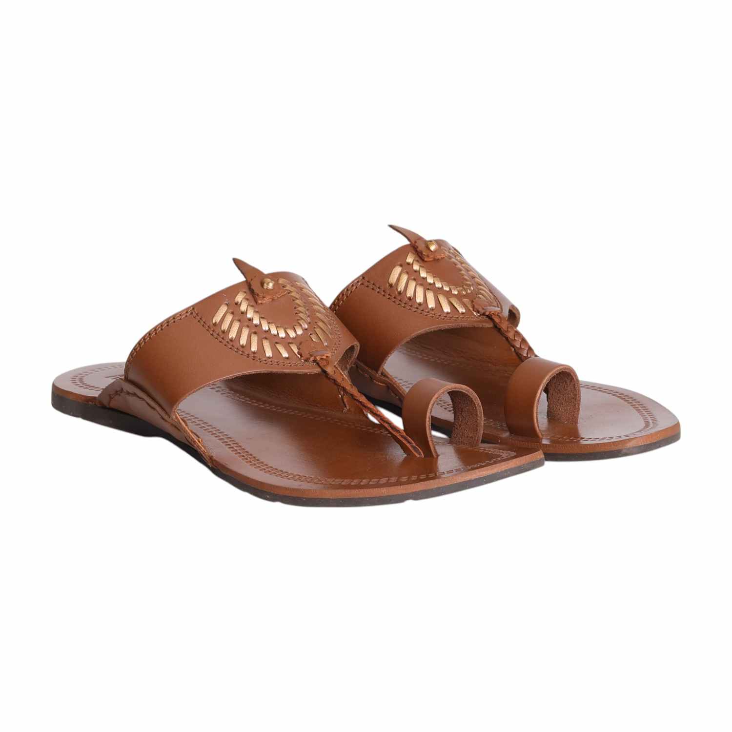 Men Tan Decorative Strap Sandals