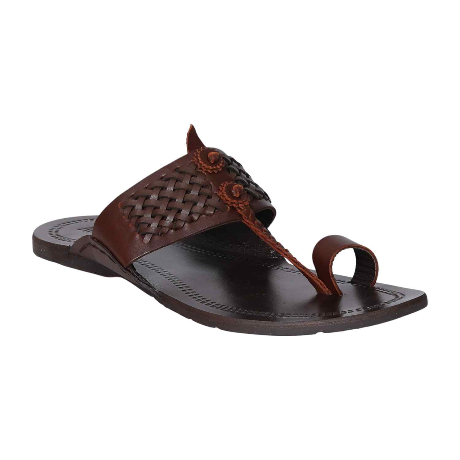 Men Dark Brown Woven Strap Sandal