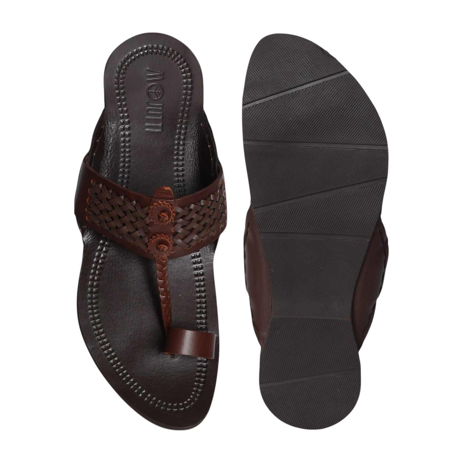 Men Dark Brown Woven Strap Sandal
